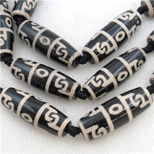 black white Tibetan Agate rice beads, approx 14-40mm