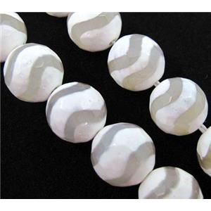 tibetan Agate Stone bead, faceted round, wave, 12mm dia, approx 31pcs per st