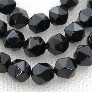 Black Onyx Agate Beads, Faceted Round, approx 12mm