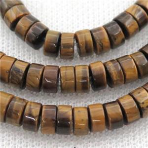 Tiger eye stone heishi beads, approx 2x4mm