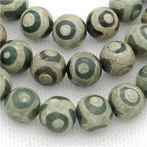 green tibetan Agate Beads, eye, round, approx 12mm dia