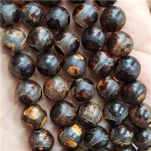 tibetan Agate Beads, round, football, approx 10mm dia