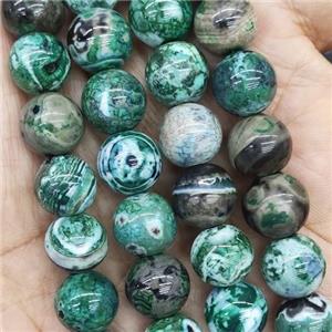 Green Fire Agate Beads Smooth Round, approx 12mm dia