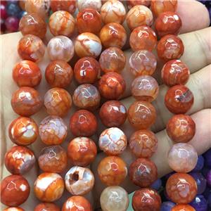 orange dragonVeins Agate Beads, faceted round, approx 10mm dia