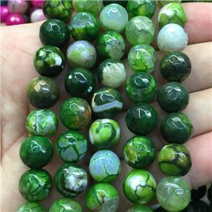 green dragonVeins Agate Beads, faceted round, approx 10mm dia