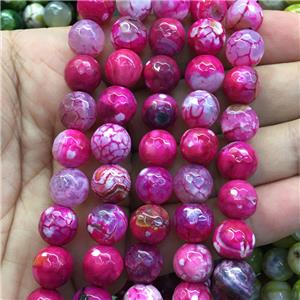 hotpink dragonVeins Agate Beads, faceted round, approx 10mm dia