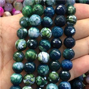 green dragonVeins Agate Beads, faceted round, approx 8mm dia