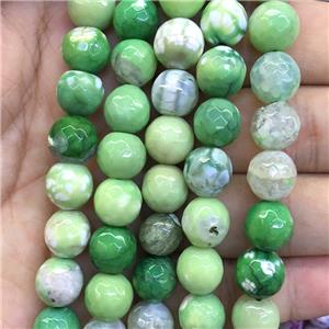 appleGreen dragonVeins Agate Beads, faceted round, approx 10mm dia