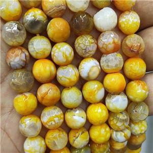 yellow dragonVeins Agate Beads, faceted round, approx 8mm dia