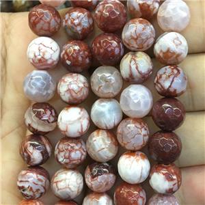 red dragonVeins Agate Beads, faceted round, approx 10mm dia