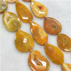 yellow Agate Geode Druzy Beads, freeform, approx 10-35mm