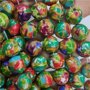 multicolor Assembled Gemstone Beads, round, approx 14mm dia