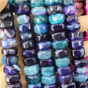 Natural Agate Beads Faceted Rondelle Multicolor Dye, approx 8-15mm