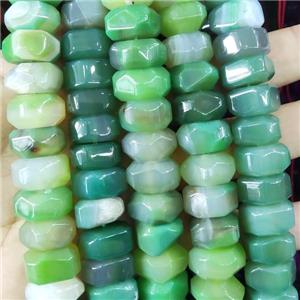 Green Agate Beads Faceted Rondelle Dye, approx 8-15mm