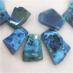 blue Agate trapeziform Beads, graduated, approx 12-24mm, 40mm