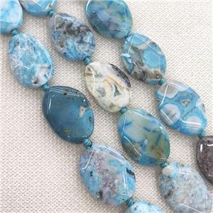 blue Ocean Agate slice beads, faceted, approx 15-25mm