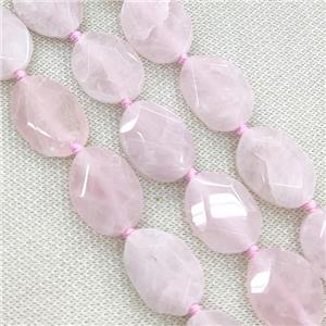 Rose Quartz slice Beads, faceted, approx 15-25mm