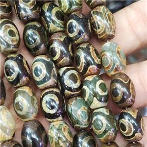 tibetan agate barrel beads, eye, approx 10x14mm, 25pcs per st