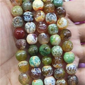 faceted round Fire Agate Beads, green, approx 10mm dia