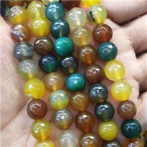 faceted round Agate Beads, dye, mixed, approx 10mm dia
