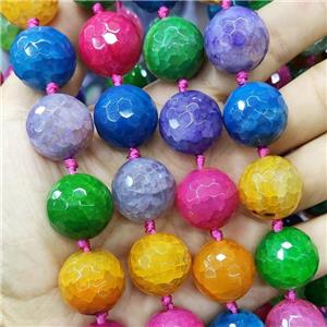 natural Agate Round Beads, faceted, multicolor dye, approx 20mm dia