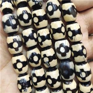 tibetan Dzi Agate barrel beads, approx 10-14mm, 28pcs per st