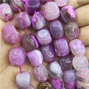 natural Agate Beads, freeform, hotpink dye, approx 14-17mm