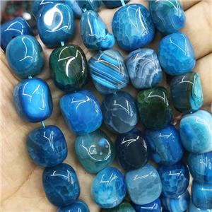 natural Agate Beads, freeform, blue dye, approx 14-17mm