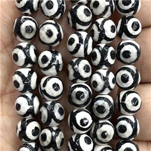 tibetan Agate beads, eye, faceted round, approx 8mm dia