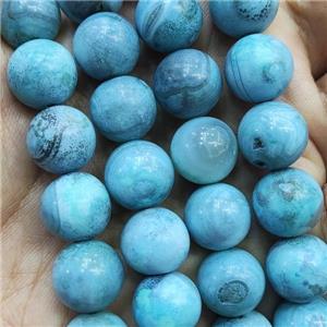 round Agate Beads, blue dye, approx 12mm dia