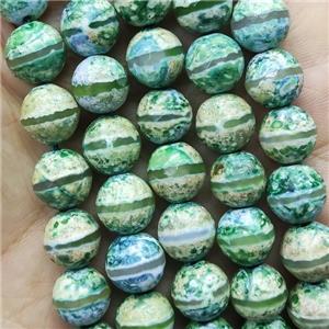 green Tibetan Agate Beads faceted round, approx 10mm dia