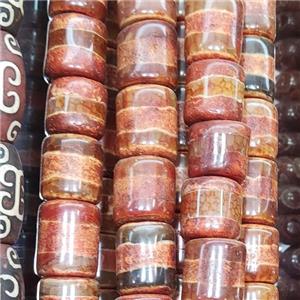 Tibetan Agate column Beads red, approx 15-18mm