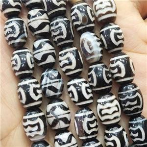 Tibetan Agate barrel Beads, approx 10-14mm, 25pcs per st