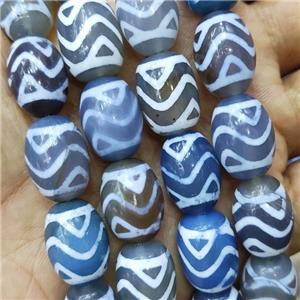 Blue Tibetan Agate Barrel Beads, approx 13-18mm, 20pcs per st