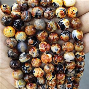 Yellow Orange Fired Agate Beads Round, approx 10mm dia