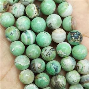 Green Turq Agate Beads Smooth Round, approx 10mm dia