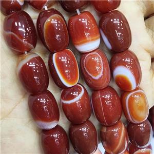 Red Carnelian Agate Barrel Beads AB-Grade, approx 13-18mm, 22pcs per st