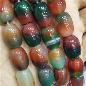 Natural Agate Barrel Beads Color Treated AB-Grade, approx 13-18mm, 22pcs per st