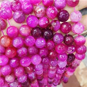 Natural Agate Beads Faceted Round Hotpink Dye B-Grade, approx 14mm dia