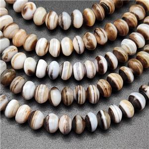 Coffee Striped Agate Beads Smooth Rondelle Natural Color, approx 6x8mm