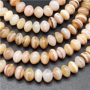 Striped Agate Beads Smooth Rondelle Natural Color, approx 6x8mm
