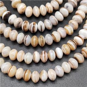 White Striped Agate Beads Smooth Rondelle Natural Color, approx 6x8mm
