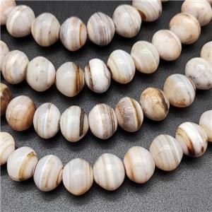 White Striped Agate Beads Smooth Rondelle Natural Color, approx 8x10mm