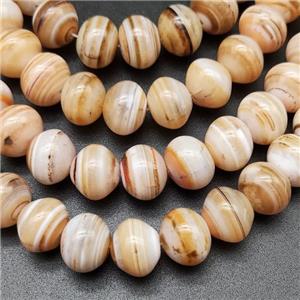Brown Striped Agate Beads Smooth Rondelle Natural Color, approx 10x12mm