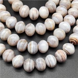 White Striped Agate Beads Smooth Rondelle Natural Color, approx 10x12mm