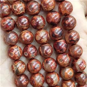 Red Tibetan Agate Round Beads Eye Smooth, approx 10mm dia