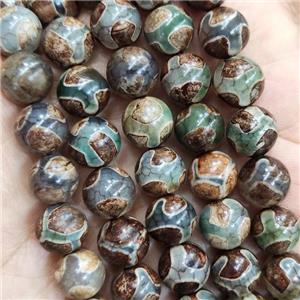 Green Tibetan Agate Round Beads Smooth, approx 10mm dia