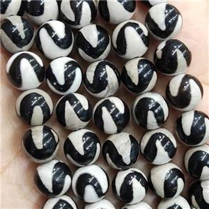 Black Tibetan Agate Round Beads Smooth, approx 10mm dia