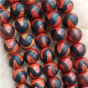 Red Fire Tibetan Agate Round Beads Red, approx 14mm dia, 26pcs per st