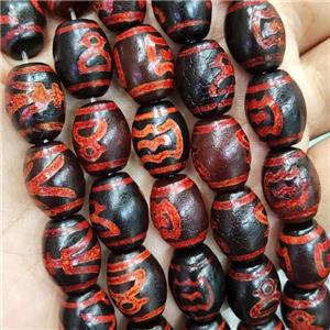 Red Fire Tibetan Agate Barrel Beads, approx 12x16mm